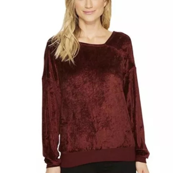 Anthropologie Michael Stars Red Vali Velvet Pullover Top Long Sleeve  XS New! - Picture 16 of 16